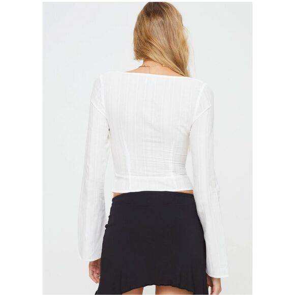 Princess Polly Cottagecore Bohemain Forsyth Long Sleeve Top White Size 6 NWT - Picture 3 of 6